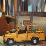 复古美式乡村办公桌面吉普车小型橱窗摆件汽车模型玩具怀旧纪念品