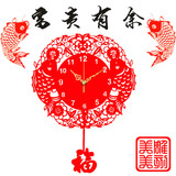 现代时尚客厅红色大号中式挂钟新房壁钟创意个性挂表时钟装饰钟表