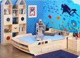 创意船型儿童床实木床男孩单人床1米 小床女孩带护栏包邮可定制