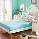 纯棉床笠单件 床垫套/床垫罩/棕垫席梦思防滑保护套 小清新蓝色