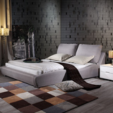 布床时尚小户型布艺床简约现代可拆洗储物双人床1.8米棉麻软体床