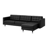 ◆CP西安宜家代购◆IKEA  三人沙发和贵妃椅(哥兰 黑色/深褐)◆