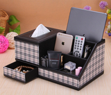 高档皮革抽纸盒 ipad遥控器手机床头杂物整理多功能纸巾盒收纳盒