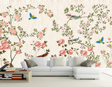 高清中式手绘花鸟背景墙素材图片花鸟装饰画画芯图库墙画壁画