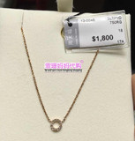 香港代购周大福专柜18K玫瑰金圆形方形吊坠钻石套链一体项链