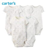 Carters5件装印花短袖连体衣全棉爬服新生儿婴儿童装111A560