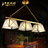 铜灯欧式餐厅吊灯美式led铜吊灯欧式吧台灯创意餐厅灯三头灯具