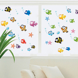 特价客厅卧室卡通泡泡鱼墙贴纸 可移除卫生间厨房可爱儿童贴画