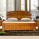 木巴家具 橡胶木实木床双人床婚床特价床环保现代中式简约婚床2米