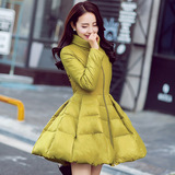 2015冬装新款立领韩版A字斗篷羽绒服女装中长款加厚yrf修身外套潮