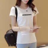 2016夏新款全棉T恤品牌字母女装短袖打底衫正品清纯显瘦