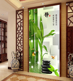 3D无缝墙纸壁画壁纸绿色竹子玄关静字石头立体走道方块客厅背景墙