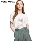 Vero Moda2016新品人物印花两钻蝙蝠短袖雪纺T恤女|316201006