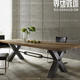 欧美式铁艺实木餐桌复古餐厅桌椅组合电脑桌工作台会议洽谈桌子