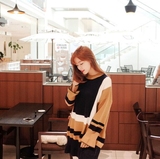 【粉红mini】韩国官网Cherrykoko正品代购几何拼色羊毛针织连衣裙