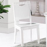 买6椅送儿童小板凳 实木餐椅 田园风格家用餐椅 亮光白色餐椅组合