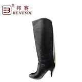 BENESOL/邦赛女靴 专柜正品 时尚细跟高跟高筒全牛皮女士靴子特价