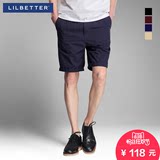 Lilbetter男士短裤 简约纯色沙滩裤修身中裤潮牌马裤刺绣五分裤男