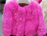 紫色兔毛珍珠皮草短款外套七分袖珍珠小香风气质上衣