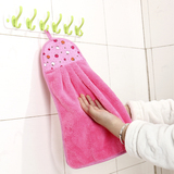 韩国吸水厨房珊瑚绒擦手毛巾 擦手布 搽手巾挂式 擦手巾可爱