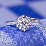 幸美珠宝 18K白金钻戒 铂金群镶玫瑰金1克拉结婚钻石戒指 女正品