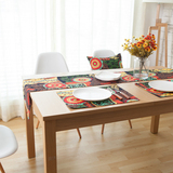 东南亚民族风桌旗 棉麻布艺双层餐桌垫 复古异域茶几布桌布床旗
