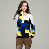 2014秋装新款韩版女装长袖圆领针织衫宽松蝙蝠袖针织毛衣打底衫