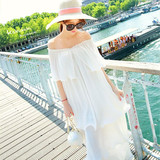 女神连衣裙夏季泰国旅游必备荷叶边波西米亚中长裙白色度假沙滩裙