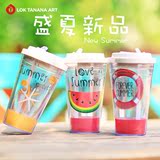 tanana夏季吸管水杯成人带盖带吸管的杯子塑料创意学生简约咖啡杯