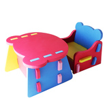 明德拼装桌子椅子宝宝婴幼儿餐桌椅环保EVA泡沫防磕碰小凳子爬爬