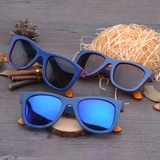 滑板木蓝色木框太阳镜 宝丽来偏光镜片 男女个性张扬超酷彩色眼镜