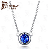 米莱珠宝 0.5克拉斯里兰卡皇家蓝宝石吊坠 18K金镶嵌彩色宝石项链