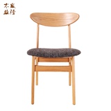 厂家直销北欧原木白橡木蝴蝶椅实木学习椅布艺餐椅简约书桌靠背