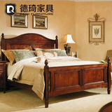 美式实木床双人床1.8 1.5米乡村床家具美式纯原木家具婚床 原木床