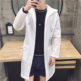 夏季男士防晒服加长款青少年学生超薄皮肤衣韩版纯色防紫外线外套