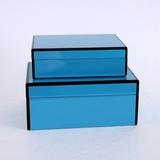 发现生活 室内摆件饰品 中式婚礼道具摆件 实木收纳盒 蓝色储物盒