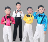 儿童集体合唱服 男孩舞台表演朗诵服 校园服装装 长袖长裤背带服