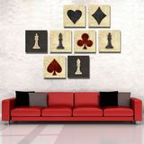 欧美复古无框画经典扑克牌 KTV酒吧餐厅墙壁装饰画棋牌室组合壁画