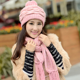 公主兔帽子女士秋冬天韩版可爱羊毛帽子围巾两件套装针织毛线帽