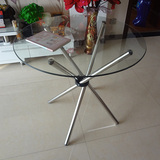 钢化玻璃圆桌餐桌饭桌户外摆摊不锈钢现代家具便携拆装简易小桌子