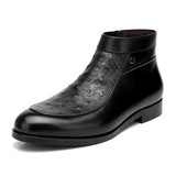 2015冬季新款金利来专柜男士皮鞋鸵鸟皮保暖拉链男靴182540511AAP