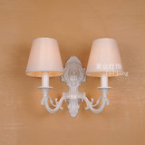 欧式蜡烛布艺客餐厅创意个性简约卧室现代铁艺美式吧台白色壁灯包