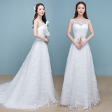 婚纱礼服2016新款韩式夏季新娘结婚大码修身显瘦绑带小拖尾齐地女