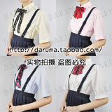 日本学生制服尖领短袖多色 黄色粉色蓝色白色 衬衫校服衬衫