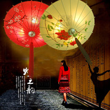新中式布艺绘画吊灯茶楼火锅店酒店会所餐厅创意伞形吊灯中国风