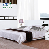 现代简约板式床 黑白烤漆实木床婚床休闲高箱储物床 1.8米双人床