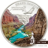 现货 库克2014年美国大峡谷大理石实体镶嵌立体彩色精制银币