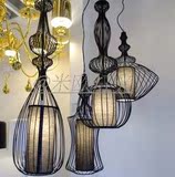新古典后现代创意铁艺复古鸟笼吊灯餐厅酒吧咖啡厅工业风设计师灯