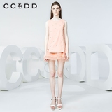 CCDD2016夏装新款专柜正品女欧根纱网纱拼接A字裙时尚钉珠连衣裙