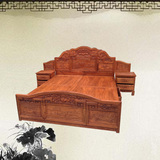 新款特价促进非洲花梨洋花大床实木双人床中式仿古红木家具